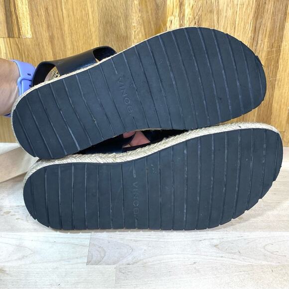 Vince Flint Black Leather Espadrille Sandals Platform 35.5 - Picture 8 of 9